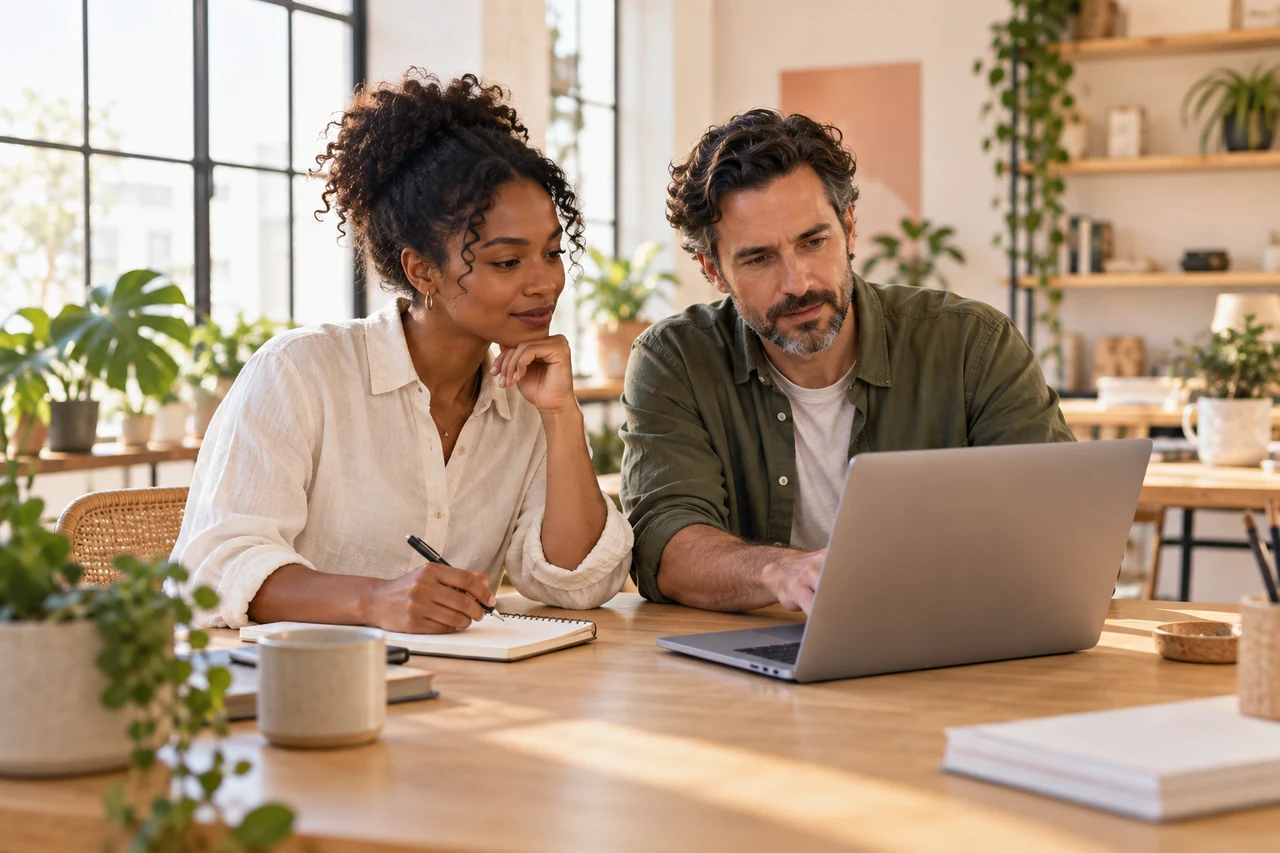 People using technology in their everyday business activities